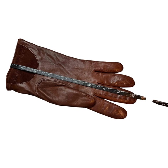 Gabriele Strehle Brown Leather Dress Womens Size 7 Gloves - Picture 7 of 7